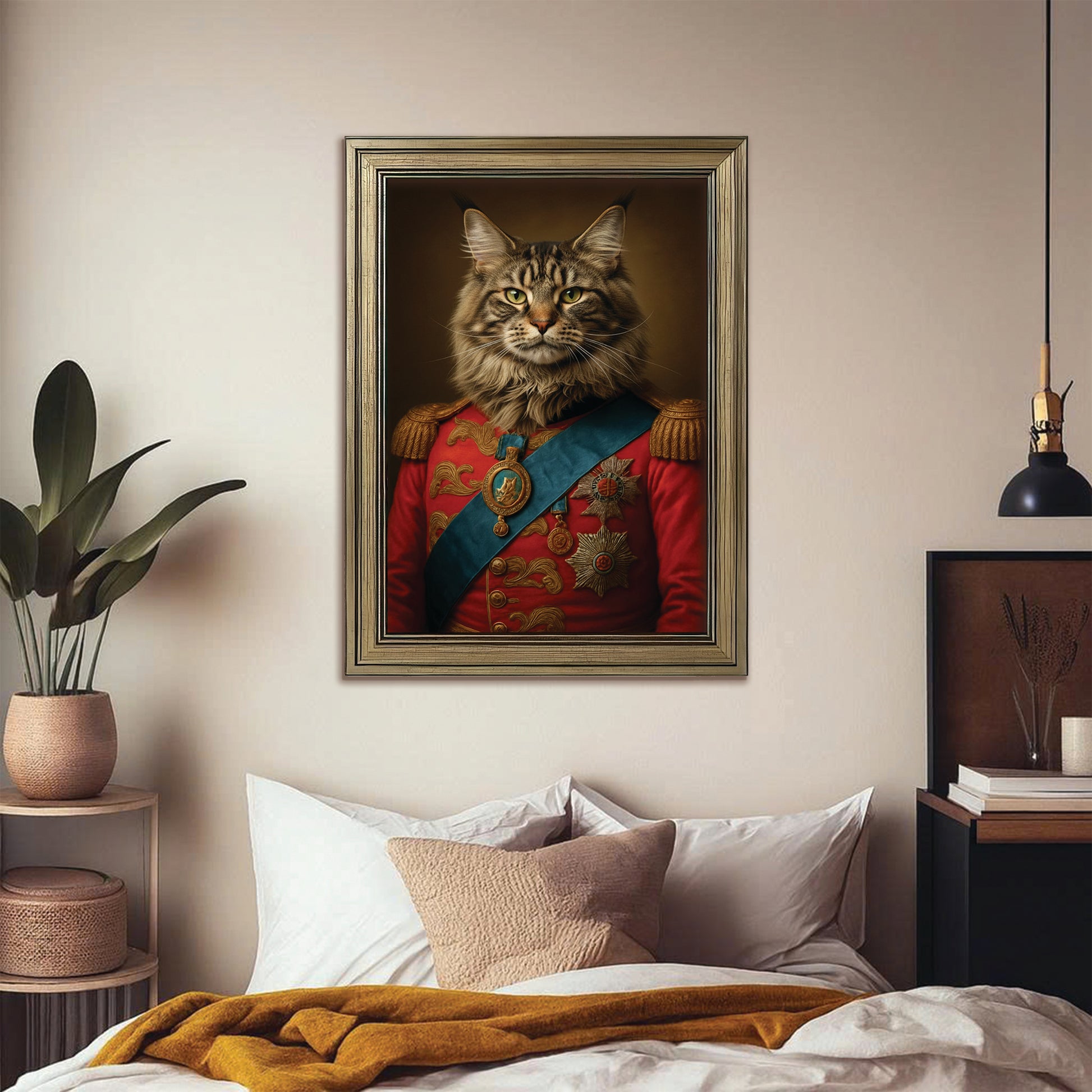 Custom Photo Royal Cat Canvas Framed Wall Art Gift For Cat Lover