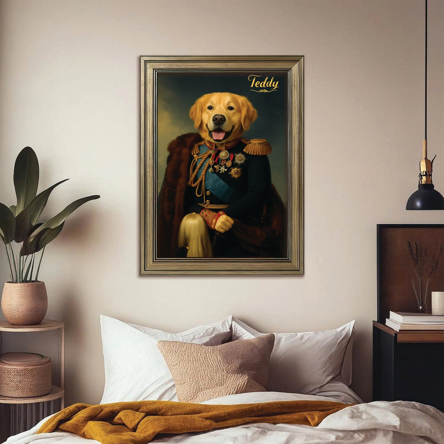 Custom Photo Imperial Minister Dog Canvas Framed Wall Art Gift For Dog Lovers