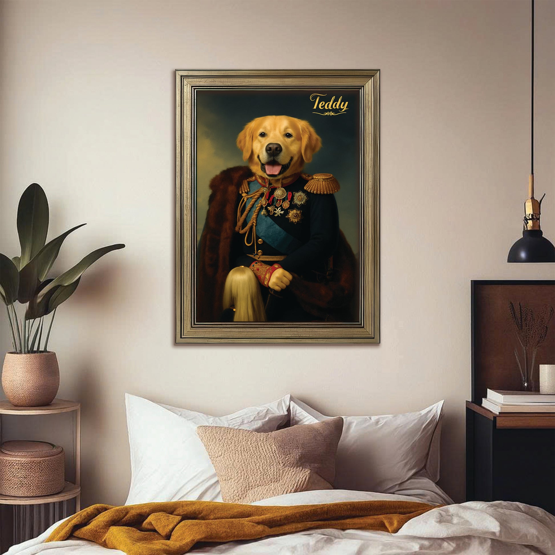 Custom Photo Imperial Minister Dog Canvas Framed Wall Art Gift For Dog Lovers