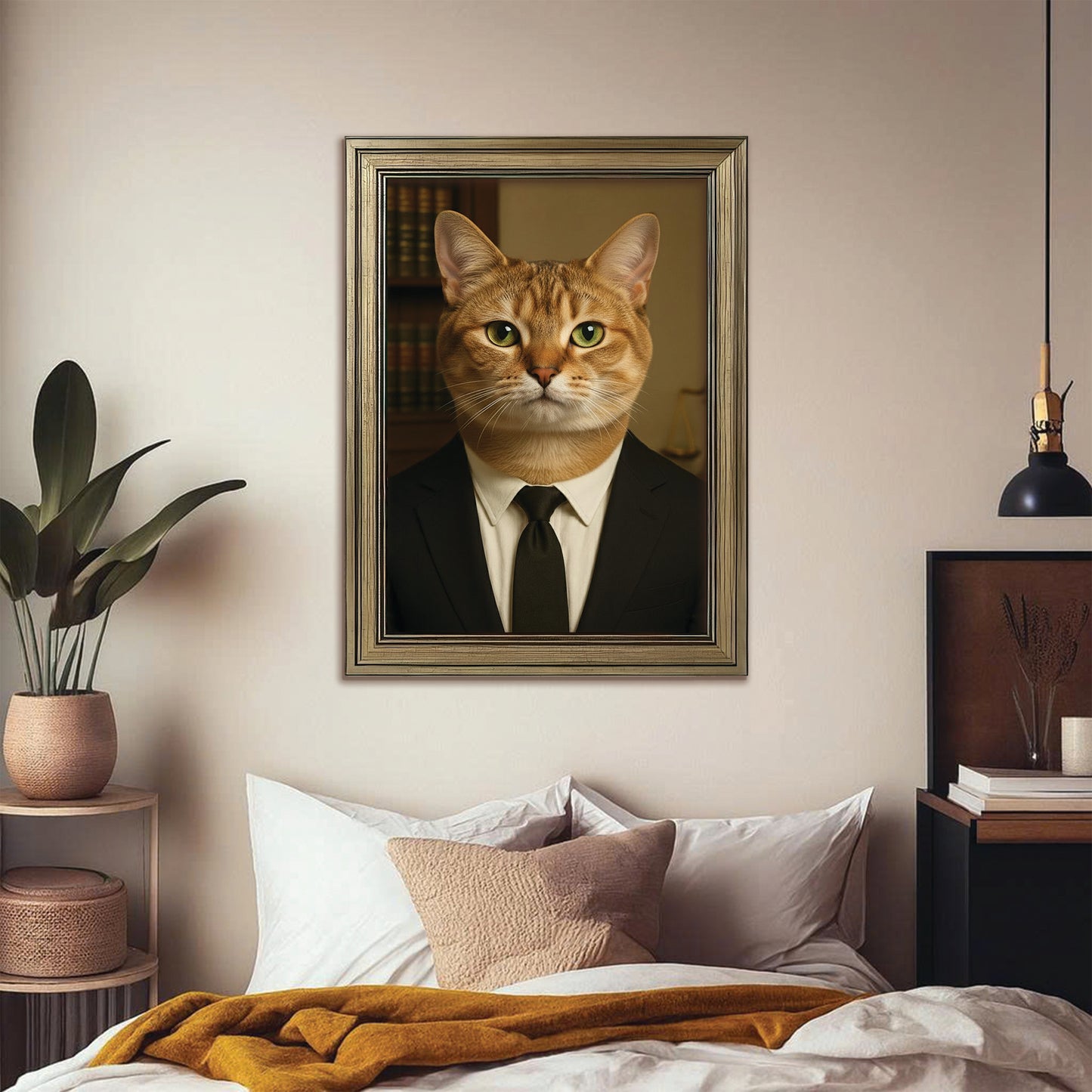 Custom Photo Lawyer Cat Canvas Framed Wall Art  Gift For Cat Lovers