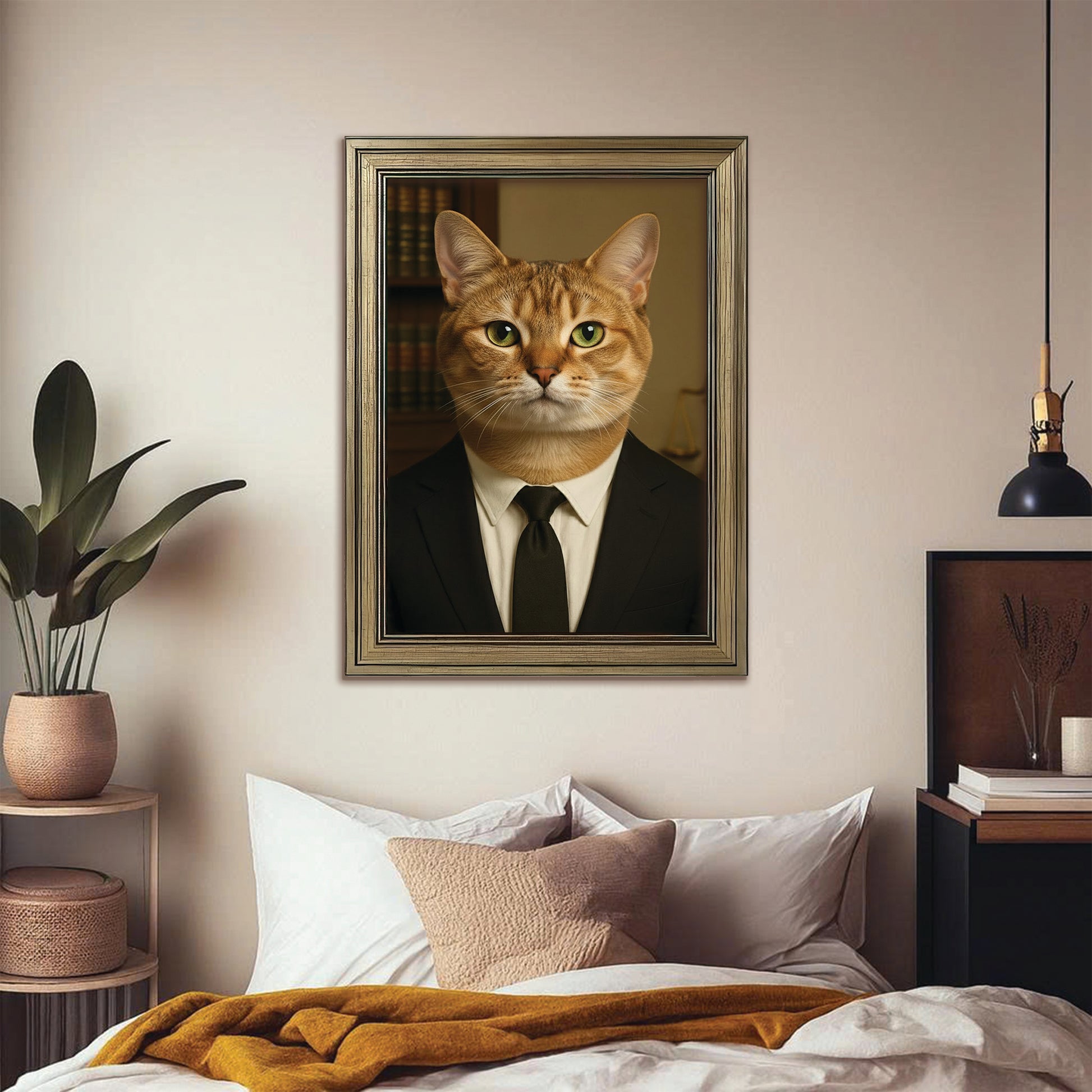 Custom Photo Lawyer Cat Canvas Framed Wall Art  Gift For Cat Lovers