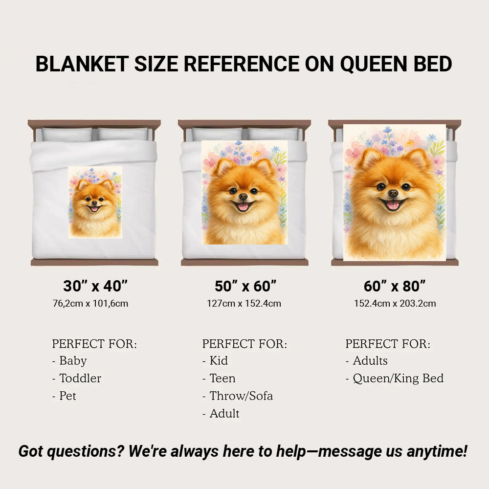 Custom Photo Dog Floral Watercolor Art Blanket Gift For Dog Lover