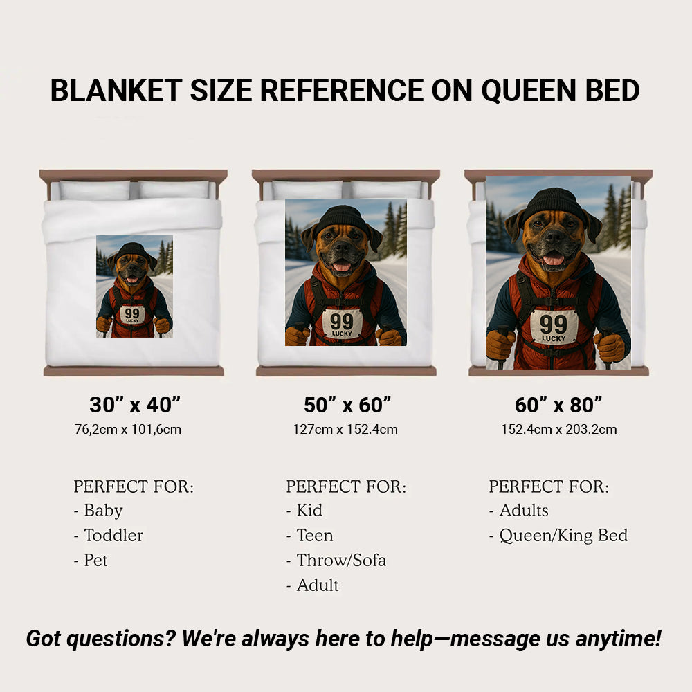 Custom Photo Cross Country Ski Dog BlanketGift For Dog Lovers