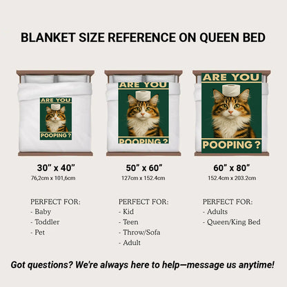 Custom Photo Funny Cat In Bathroom Blanket