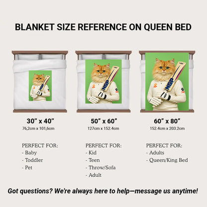 Custom Photo Cricketer Cat Blanket Gift For Cat Lovers