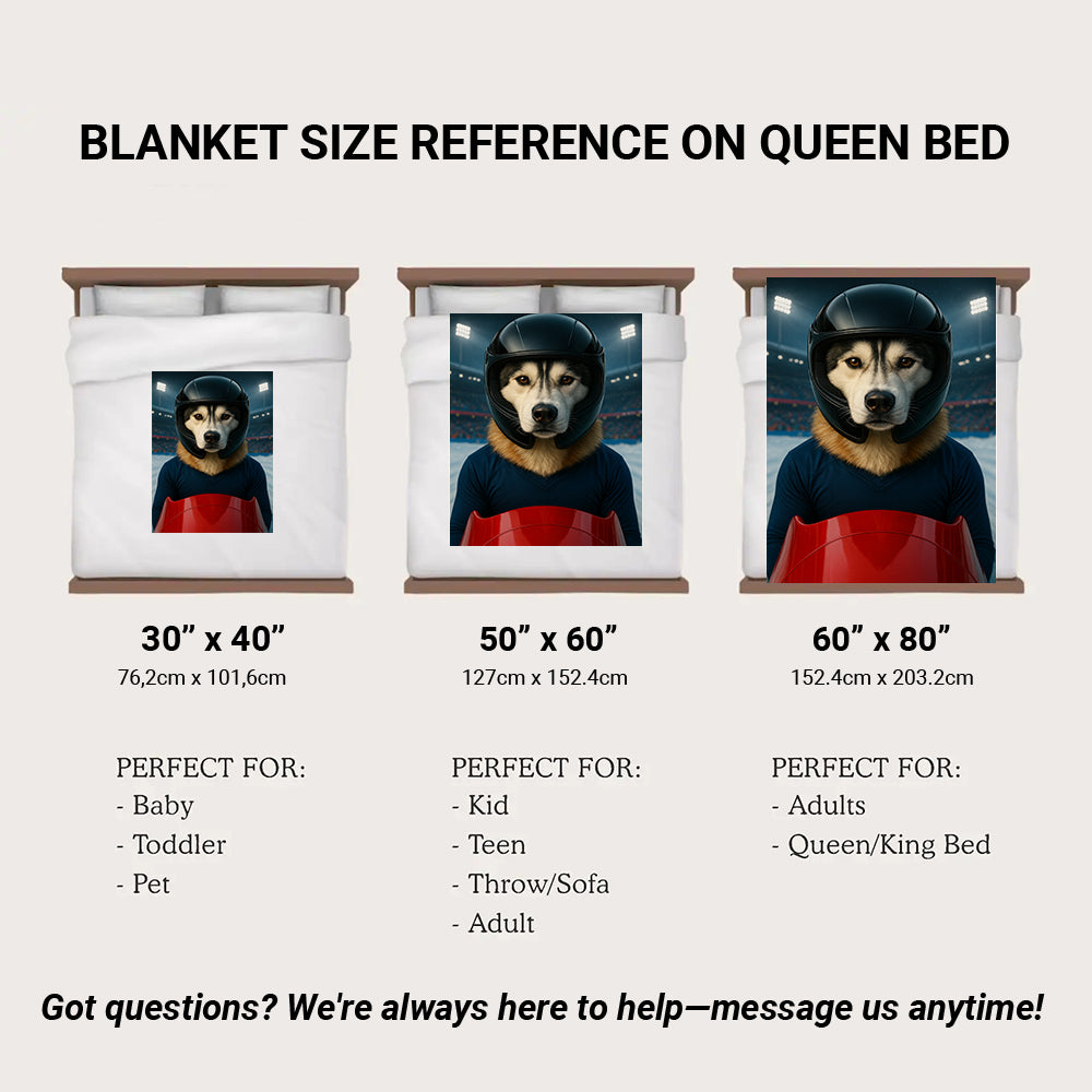 Custom Photo Bobsled Winter Race Dog BlanketGift For Dog Lovers