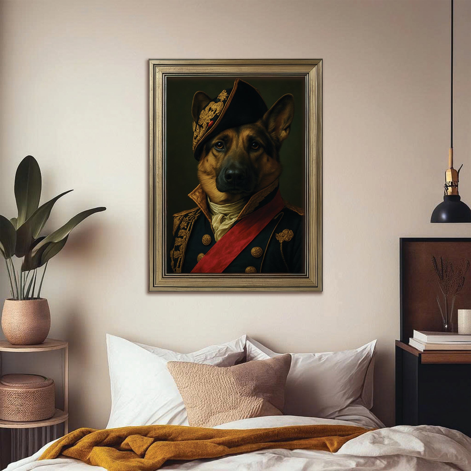 Custom Photo Portrait Royal Dog Canvas Framed Wall Art Gift For Dog Lovers
