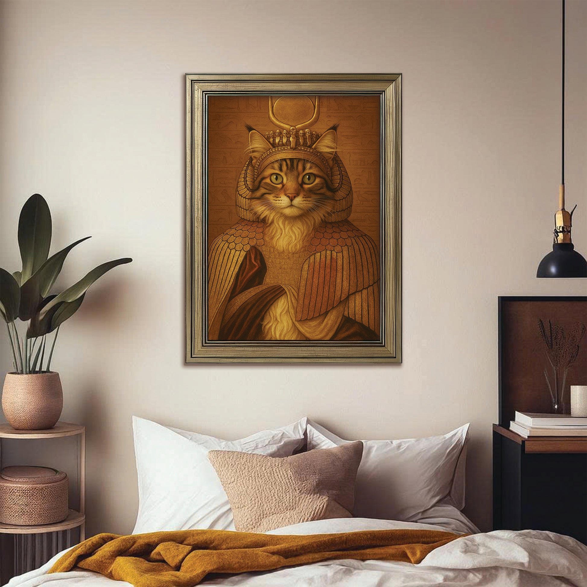 Custom Photo Cleopawtra Cat Canvas Framed Wall Art Gift For Cat Lovers