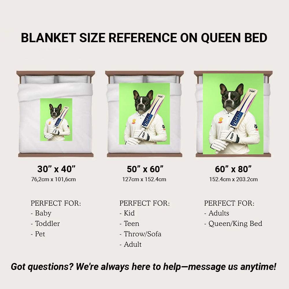 Custom Photo Cricketer Dog BlanketGift For Dog Lovers