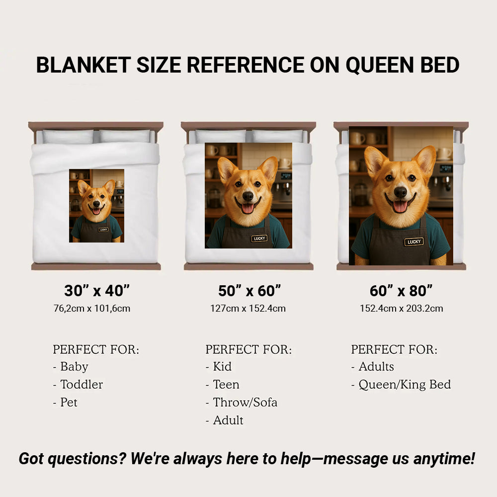 Custom Photo Barista Dog BlanketGift For Dog Lovers