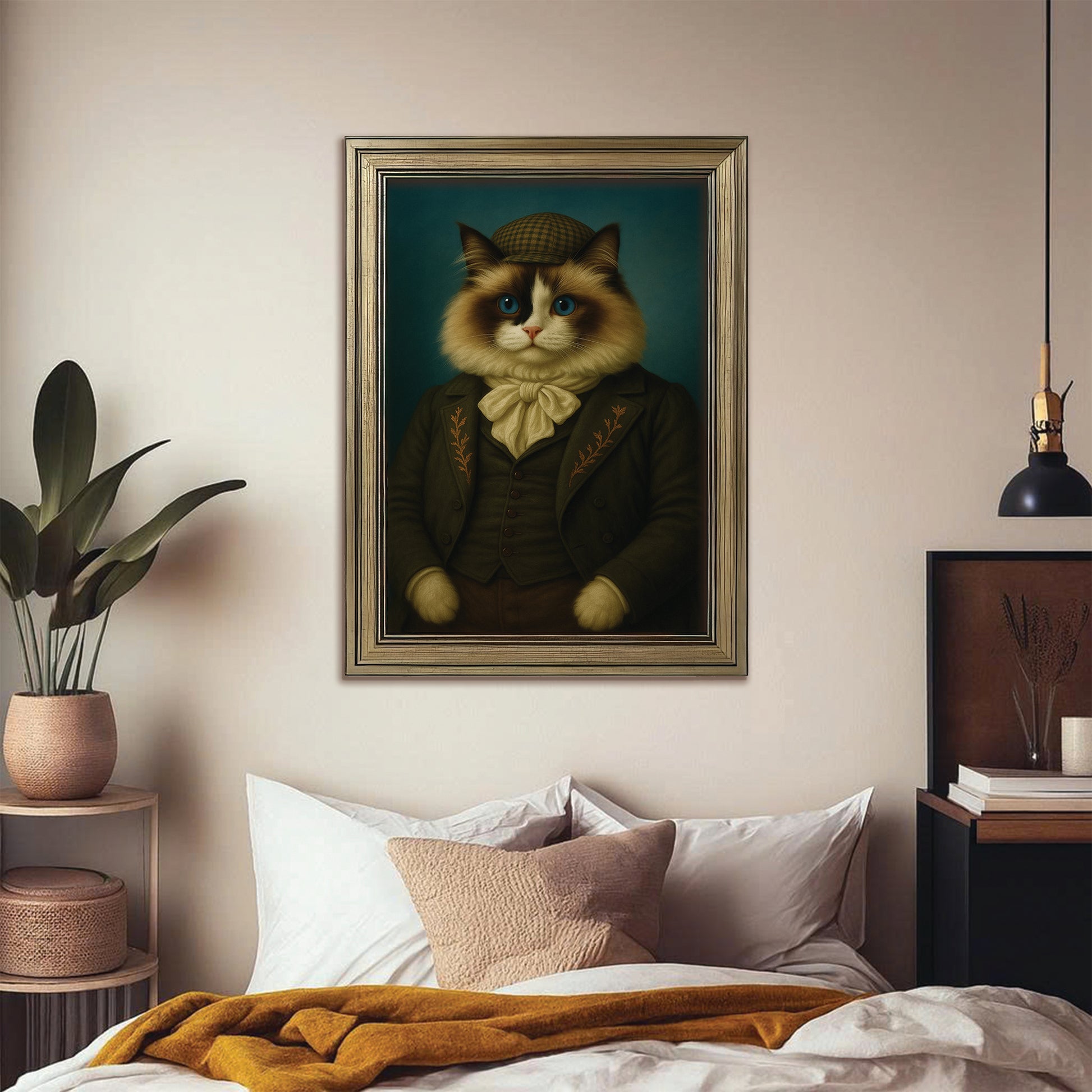 Custom Photo Detective Cat Canvas Framed Wall Art Gift For Cat Lovers