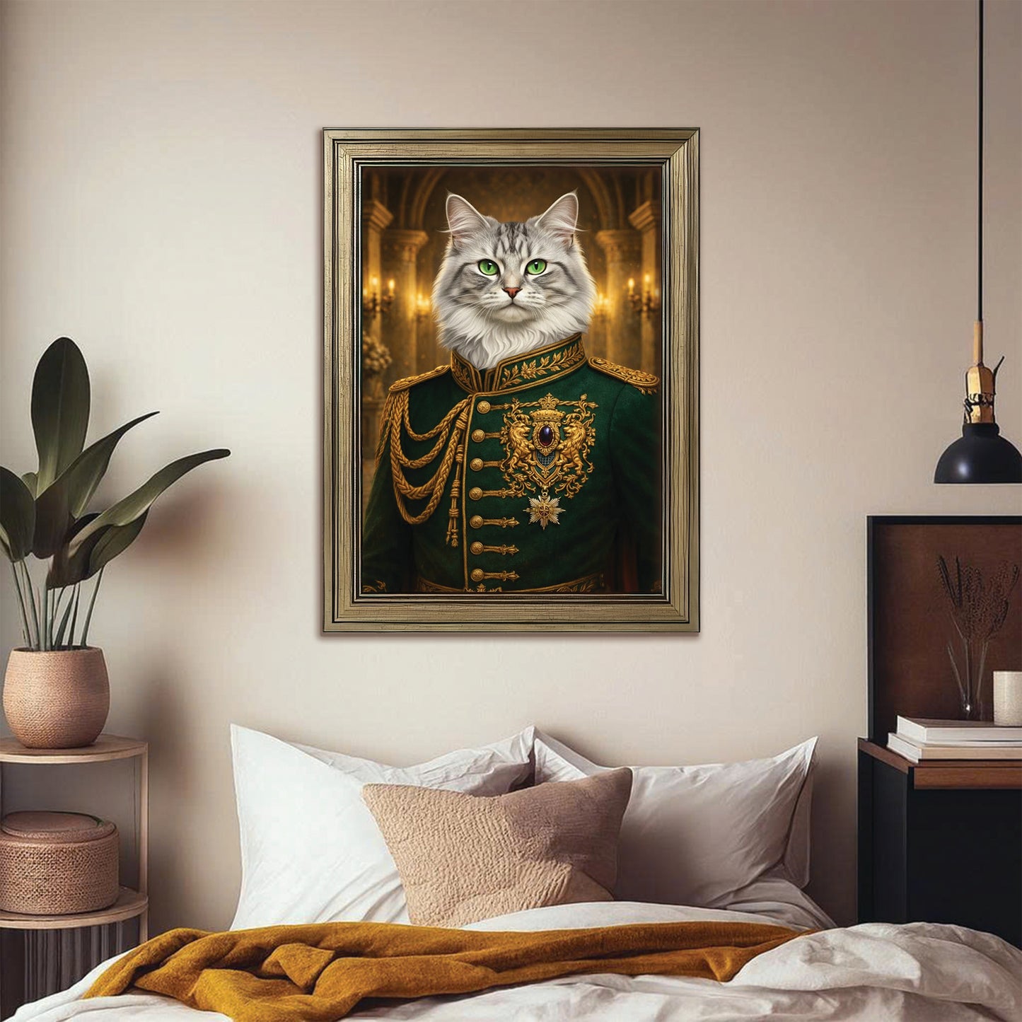 Custom Photo Cat Royal Style 11 Canvas Framed Wall Art Gift For Cat Lovers