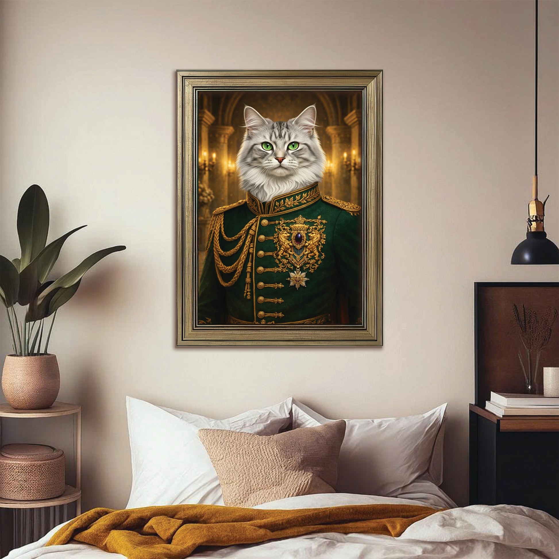 Custom Photo Cat Royal Style 11 Canvas Framed Wall Art Gift For Cat Lovers