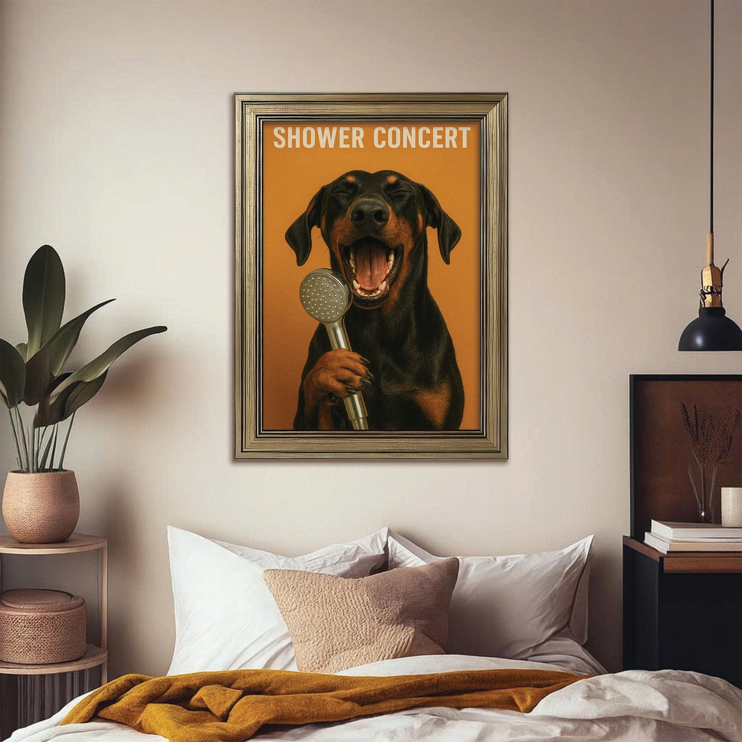 Custom Photo Dog Bathroom Style 32 Canvas Framed Wall Art Gift For Dog Lovers