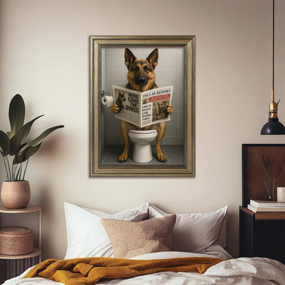 Custom Photo Dog Bathroom Canvas Framed Wall Art Style 03 Gift For Dog Lovers