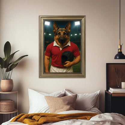 Custom Photo Rugby Player 2 Dog Canvas Framed Wall Art Gift For Dog Lovers