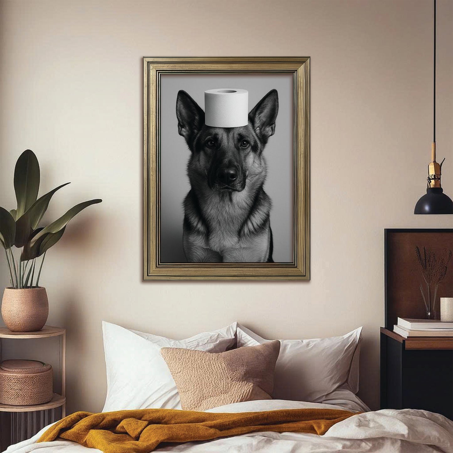 Custom Photo Dog Bathroom Style 11 Canvas Framed Wall Art Gift For Dog Lovers