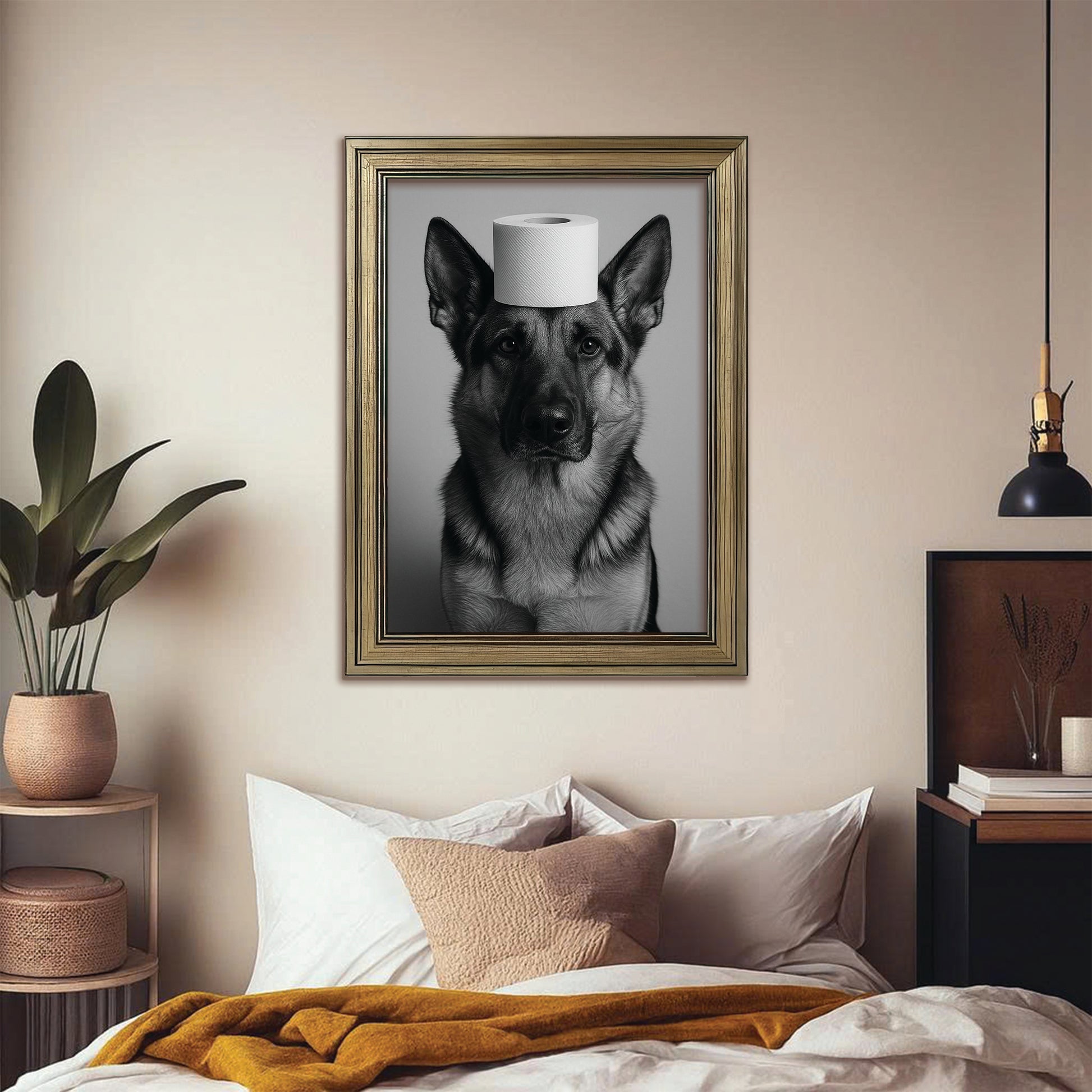 Custom Photo Dog Bathroom Style 11 Canvas Framed Wall Art Gift For Dog Lovers
