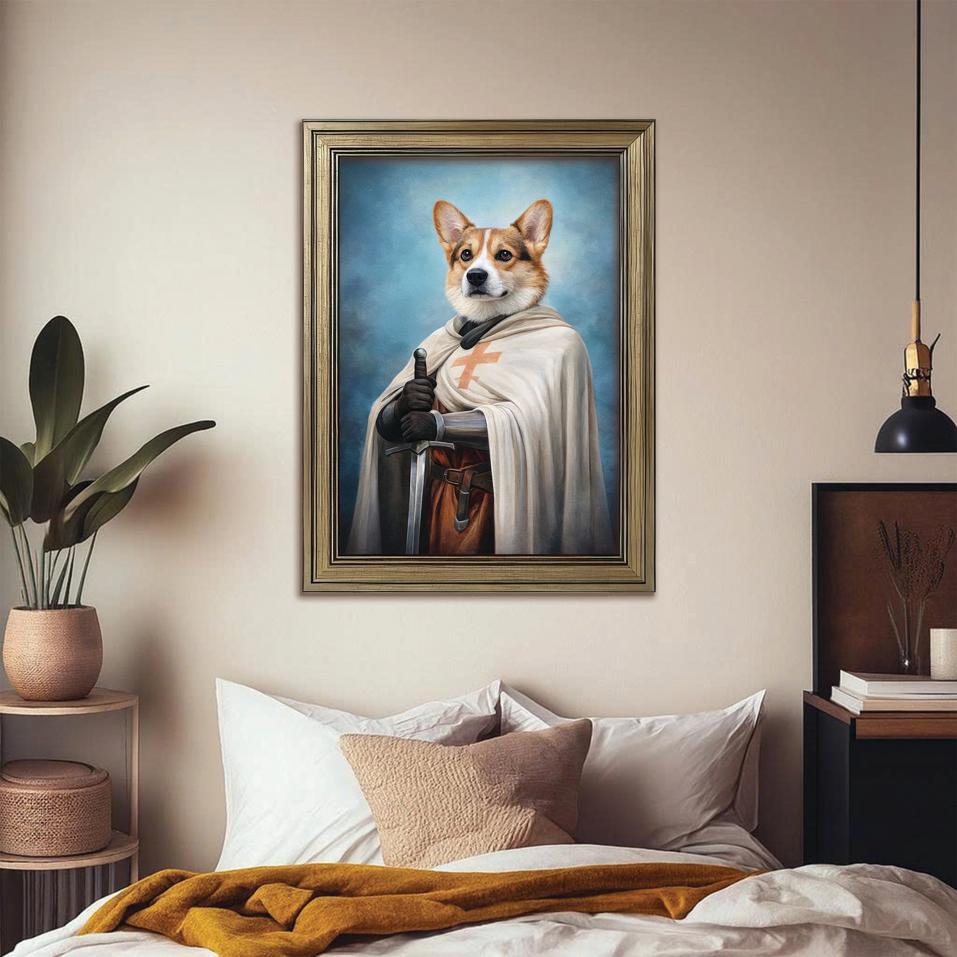 Custom Photo Priest Dog Canvas Framed Wall Art Gift For Dog Lovers