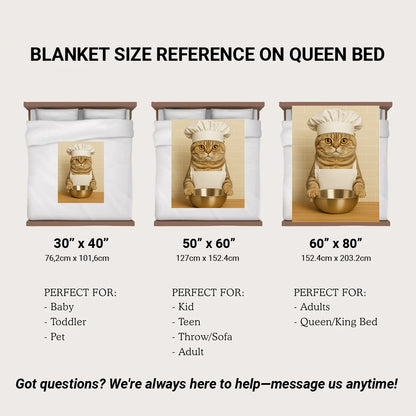 Custom Photo Cat Chef Blanket Gift For Cat Lovers