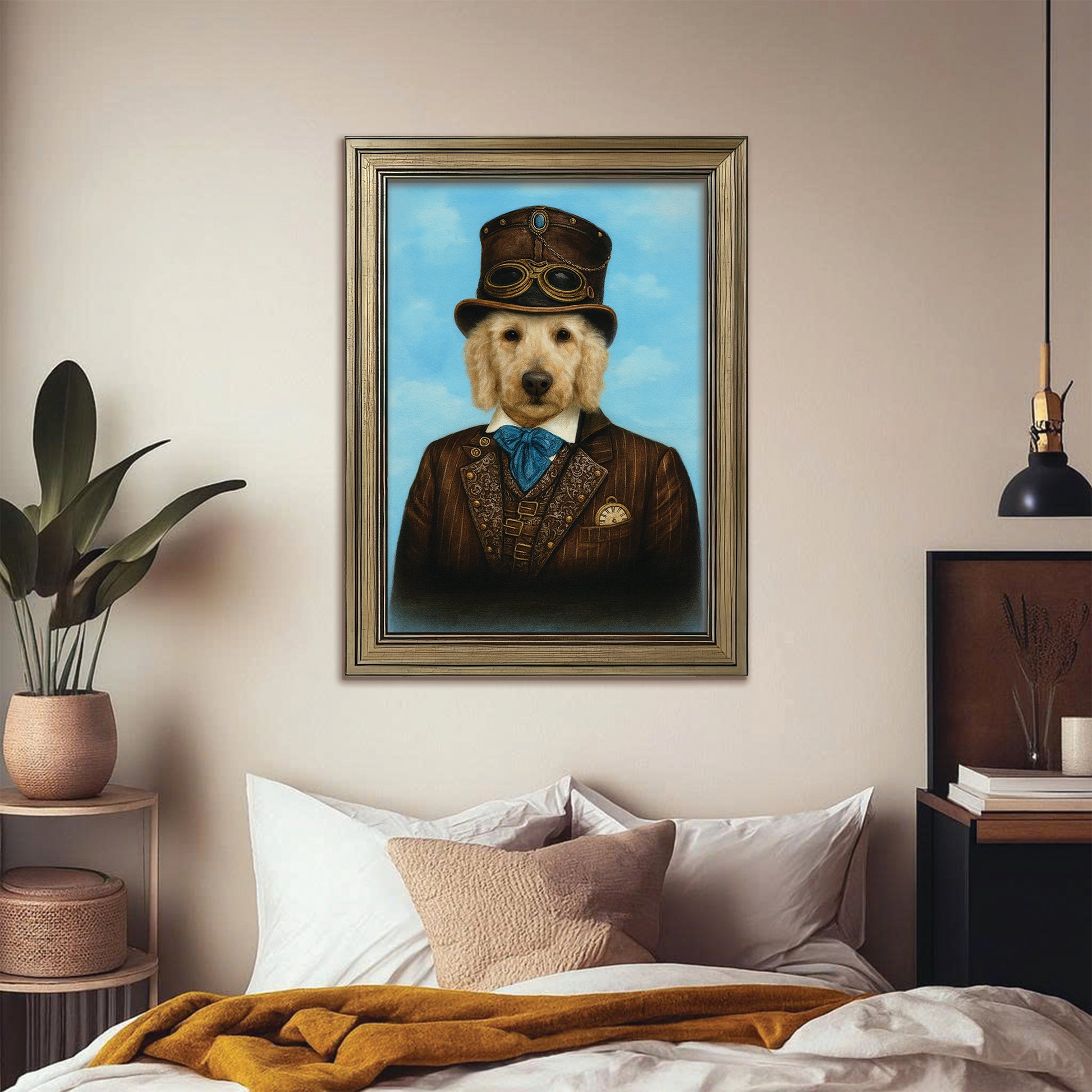 Custom Photo Pilot Dog Canvas Framed Wall Art Gift For Dog Lovers