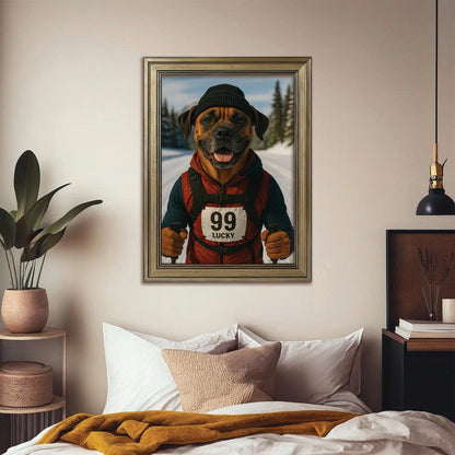 Custom Photo Cross Country Ski Dog Canvas Framed Wall Art Gift For Dog Lovers