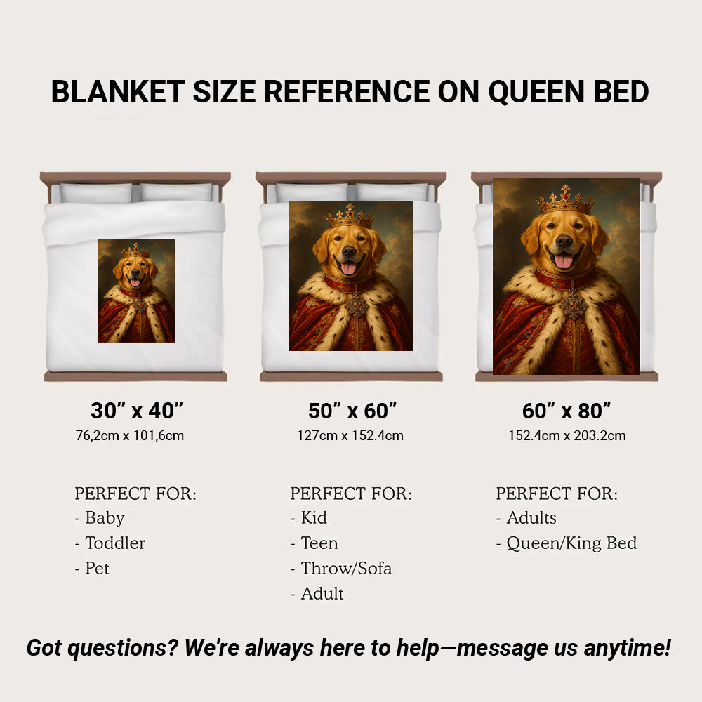 Custom Photo Dog Royal Pet King Portrait Blanket Gift For Dog Lover