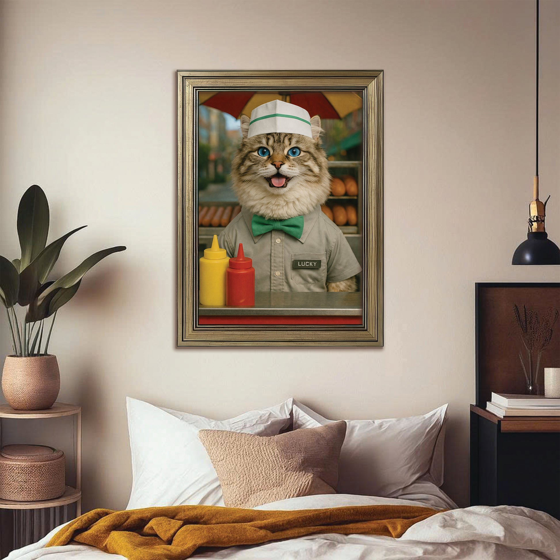 Custom Photo Hot Cat Canvas Framed Wall Art  Gift For Cat Lovers
