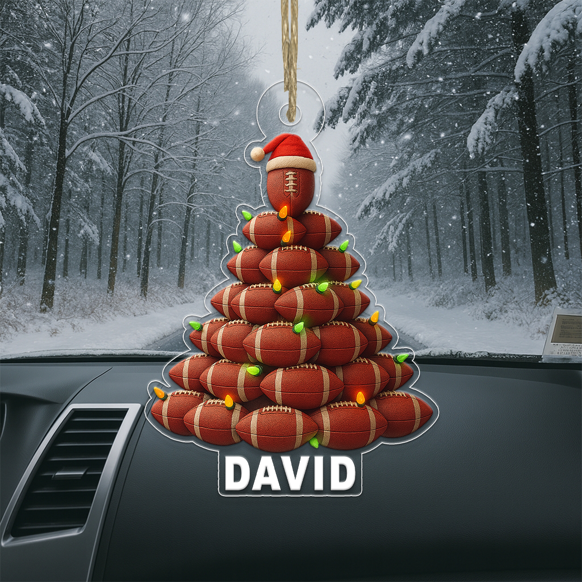Custom Name Football Xmas Tree Acrylic Ornament Christmas Gift