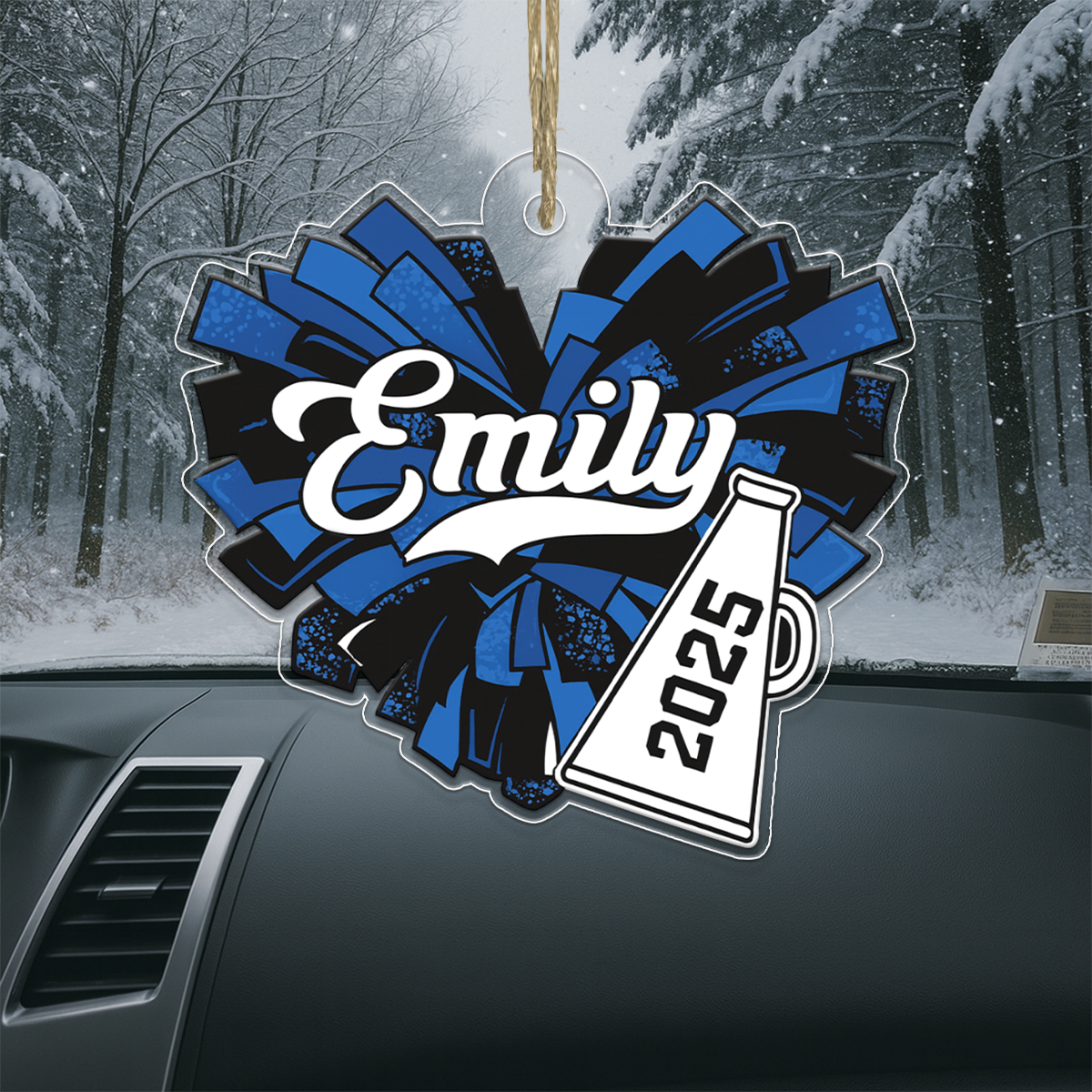Custom Name Cheerleader Pom Poms Girl Acrylic Ornament Christmas Gift