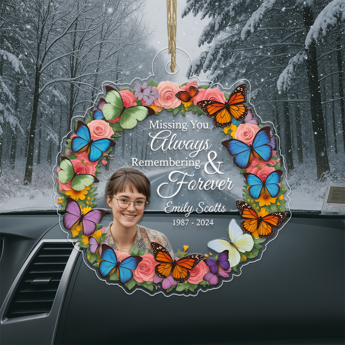 Custom Photo Missing You Always Remembering You Forever Acrylic Ornament Christmas Gift