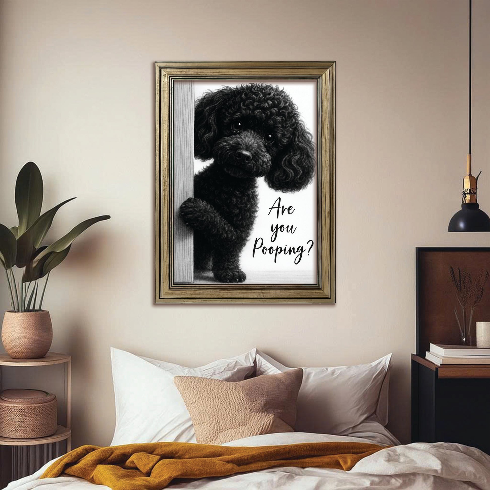 Custom Photo Dog Bathroom Canvas Framed Wall Art Gift For Dog Lover