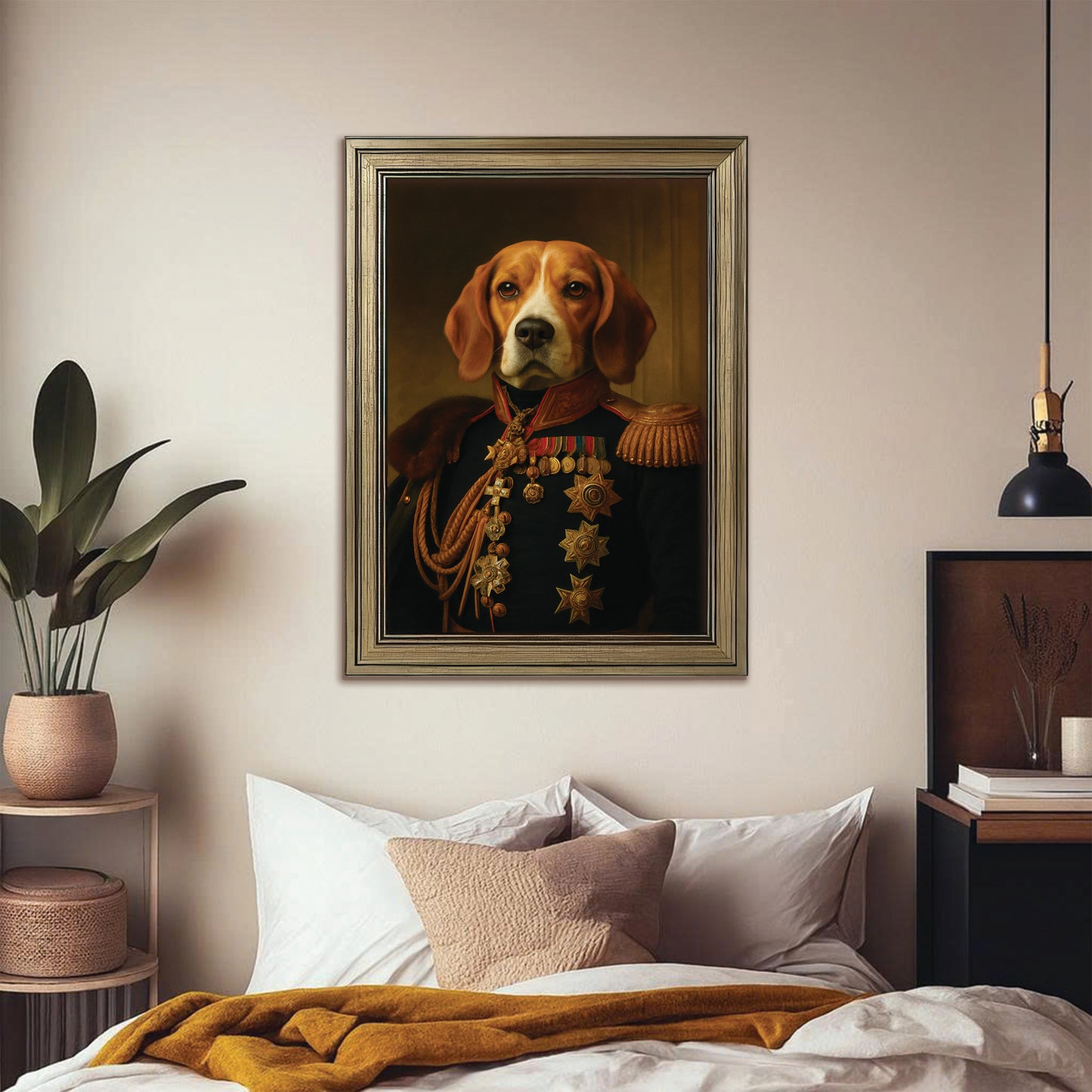 Custom Photo Dog Royal King Canvas Framed Wall Art Framed Wall Art _ Gift For Dog Lovers