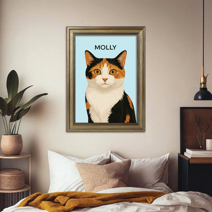Custom Photo Minimalist Classic Cat Canvas Framed Wall Art Gift For Cat Lovers