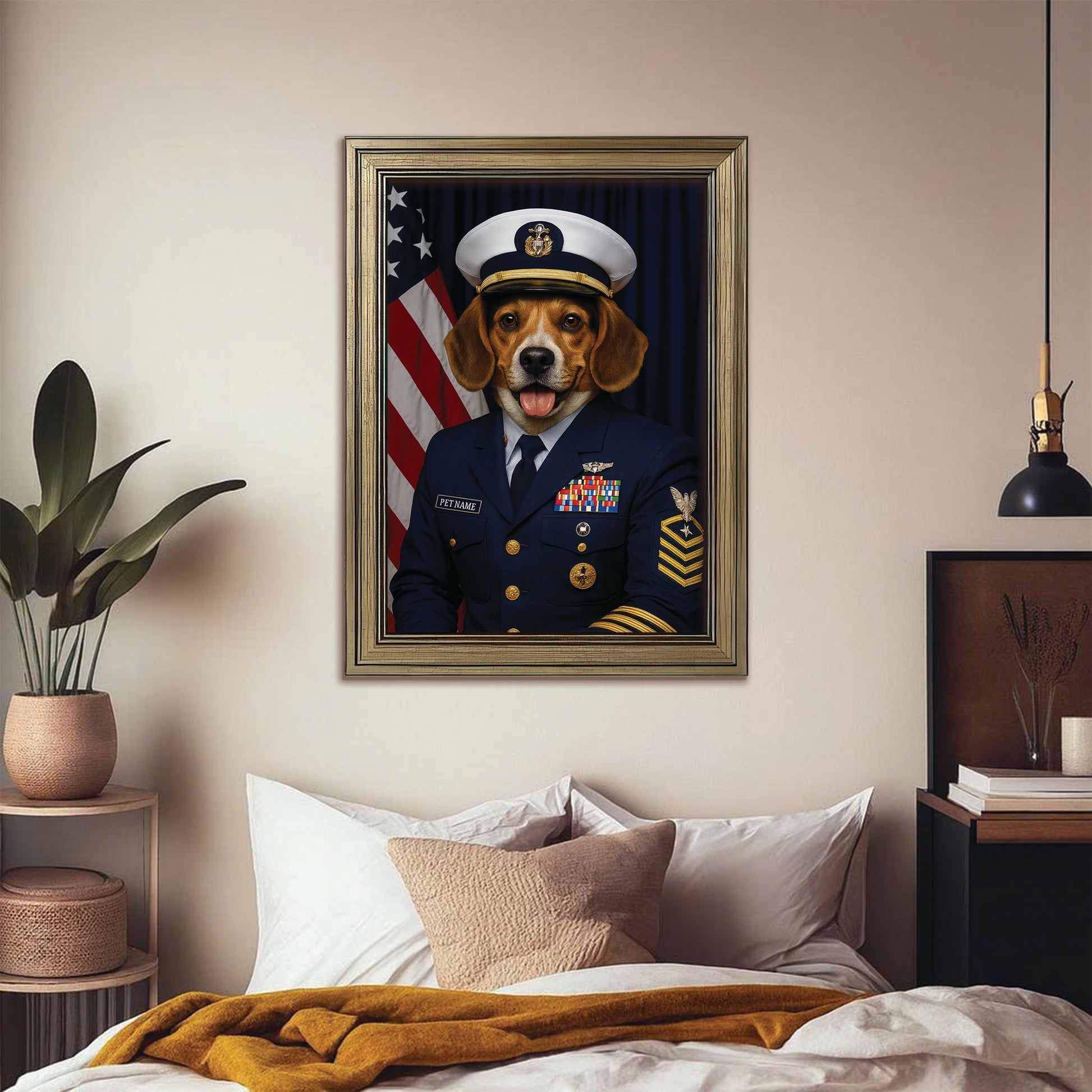 Custom Dog Photo Us Navy Canvas Framed Wall Art Framed Wall Art _ Gift For Dog Lovers
