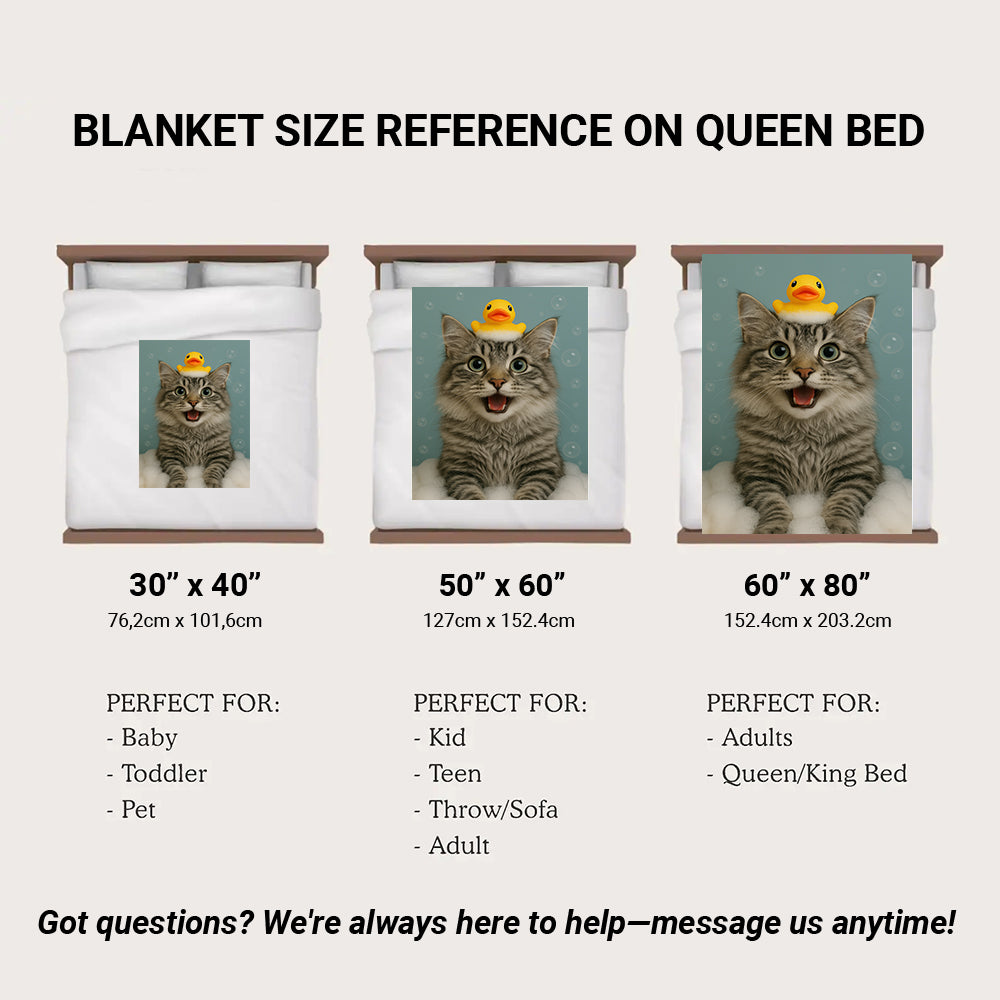 Custom Photo Cat In Bathtub With Duck Toy Blanket