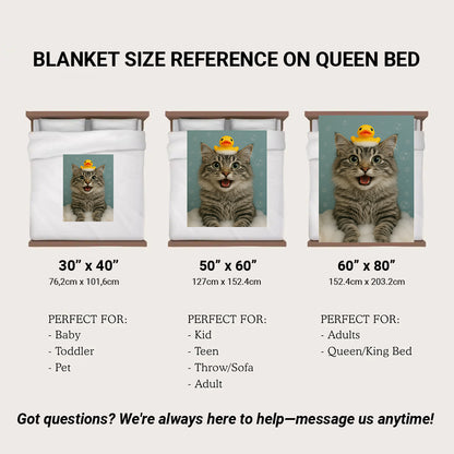 Custom Photo Cat In Bathtub With Duck Toy Blanket