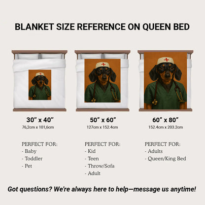 Custom Photo Nurse Dog BlanketGift For Dog Lovers