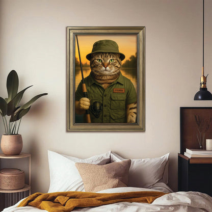 Custom Photo Fisher Cat Canvas Framed Wall Art  Gift For Cat Lovers