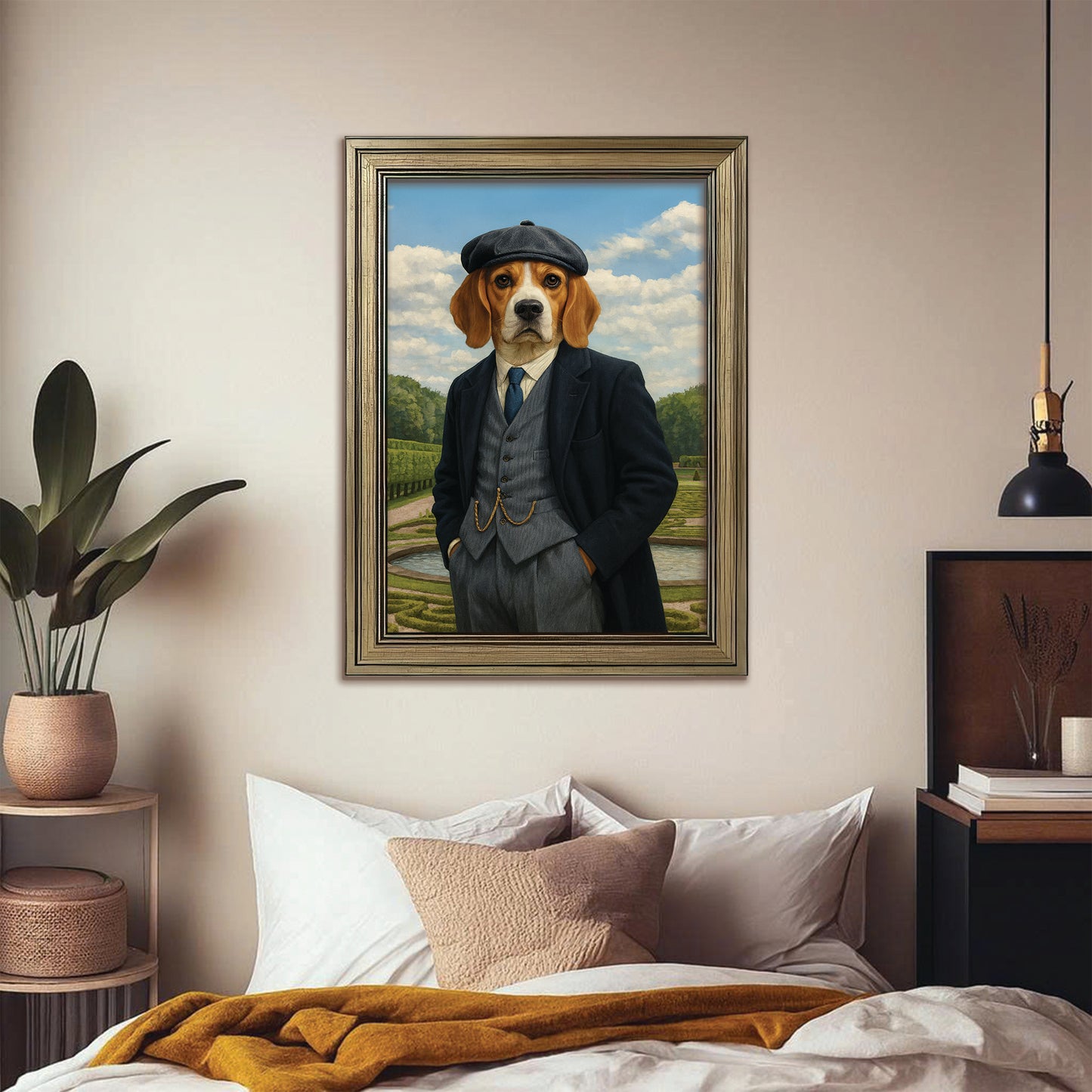 Custom Photo Pawky Blinder Dog Canvas Framed Wall Art