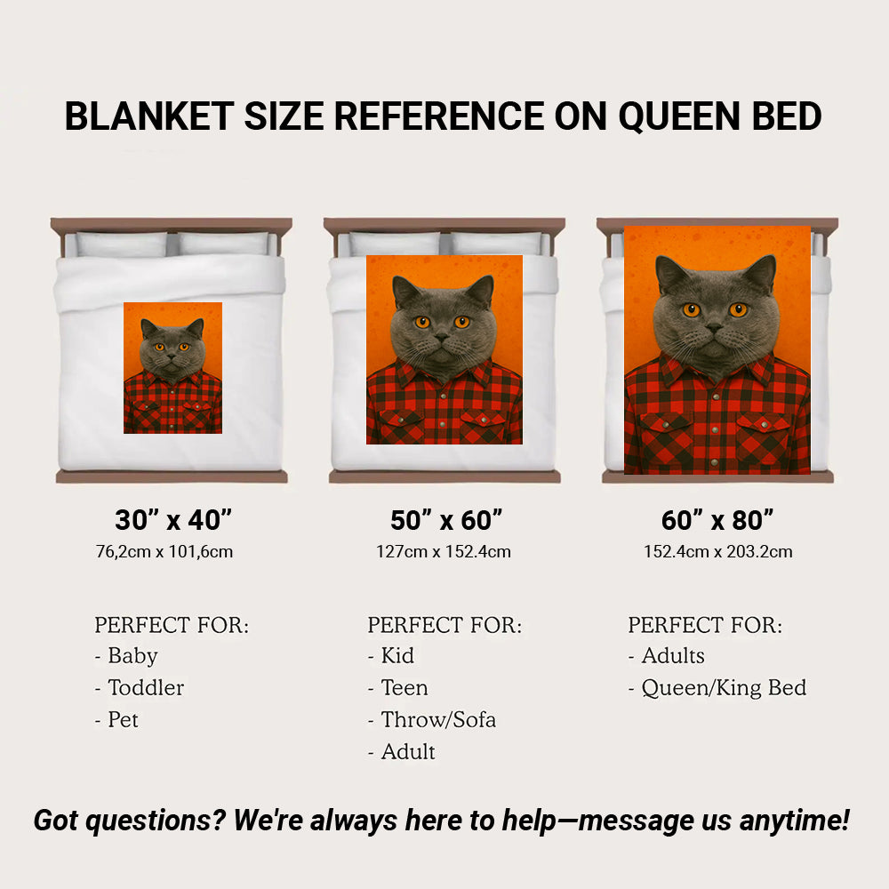 Custom Photo Cat In Red Shirt Blanket Gift For Cat Lovers