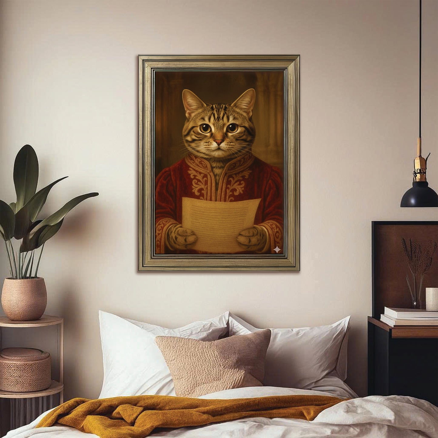 Custom Photo Cat Royal Style 06 Canvas Framed Wall Art Gift For Cat Lovers
