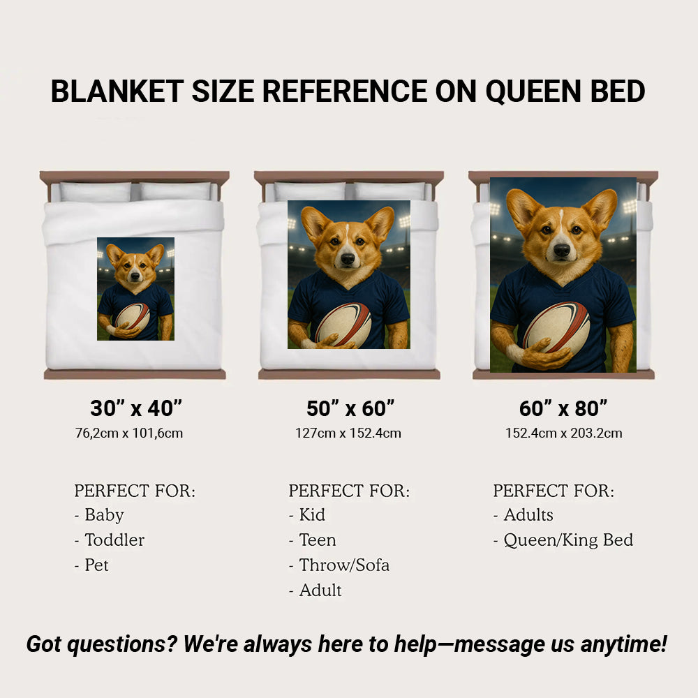 Custom Dog Rugby Sport Dog BlanketGift For Dog Lovers
