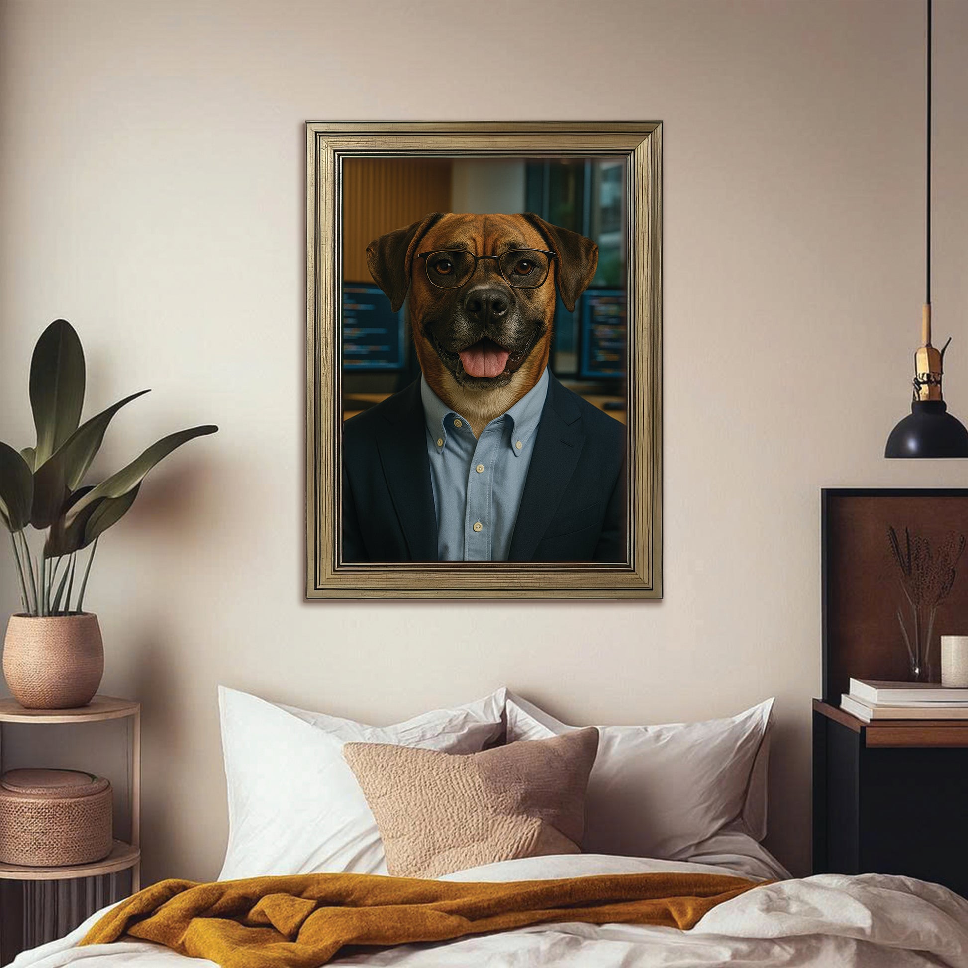 Custom Photo Software Developer Dog Canvas Framed Wall Art Gift For Dog Lovers