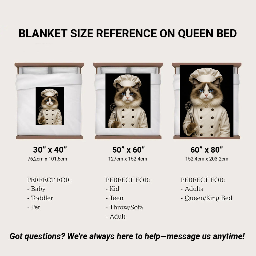 Custom Photo Cat Chef Blanket _ Gift For Cat Lovers