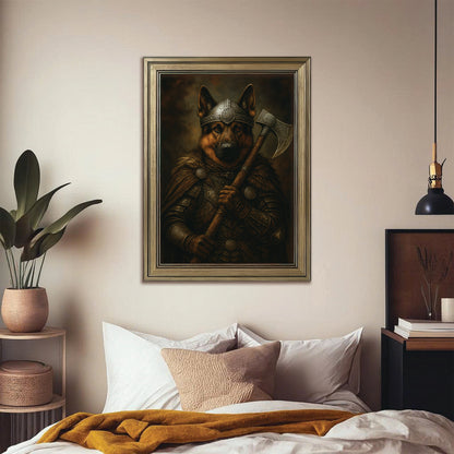 Custom Dog Photo Viking Warrior Canvas Framed Wall Art Framed Wall Art _ Gift For Dog
