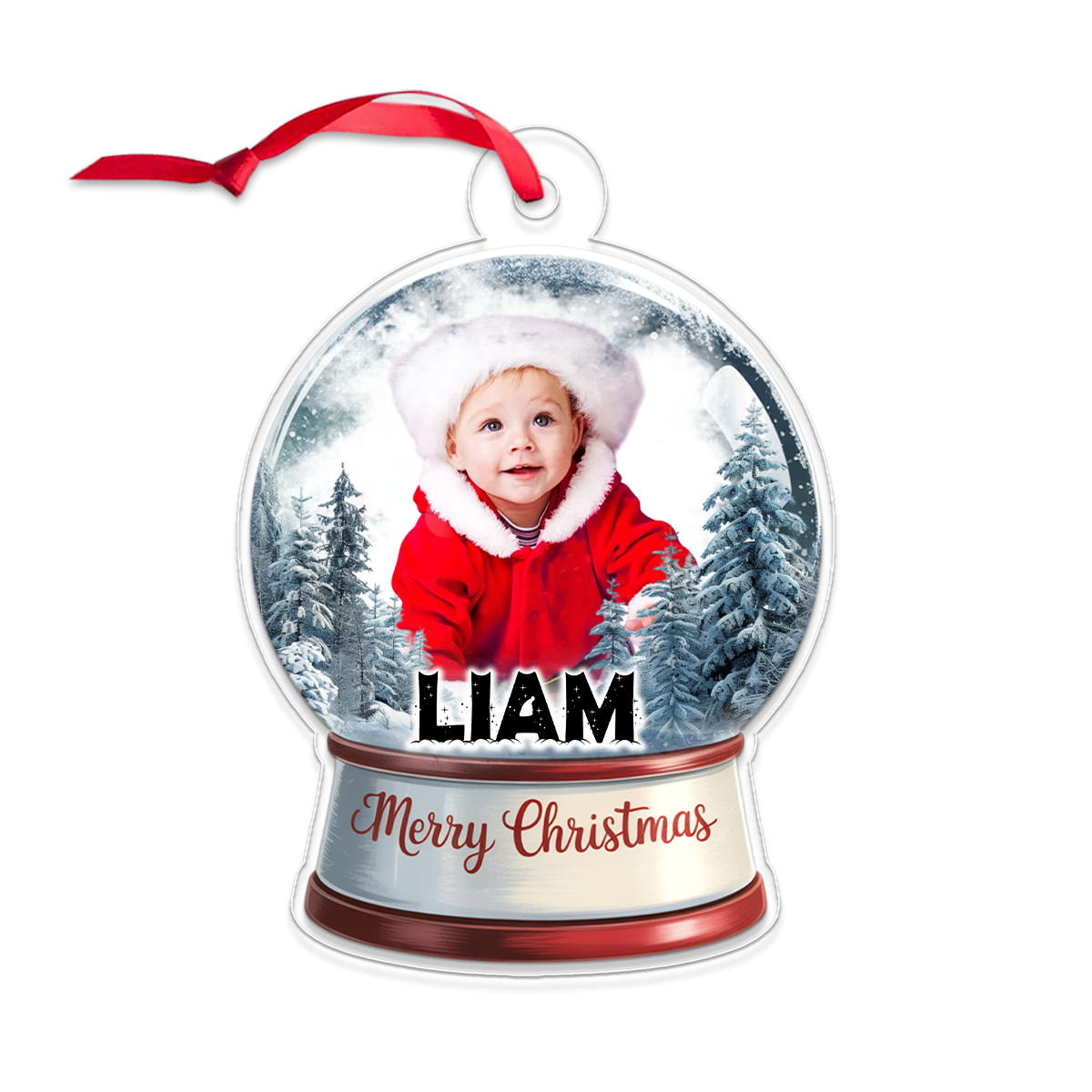 Custom Photo Baby With Name Snow Gloto Baby With Name Snow Globe