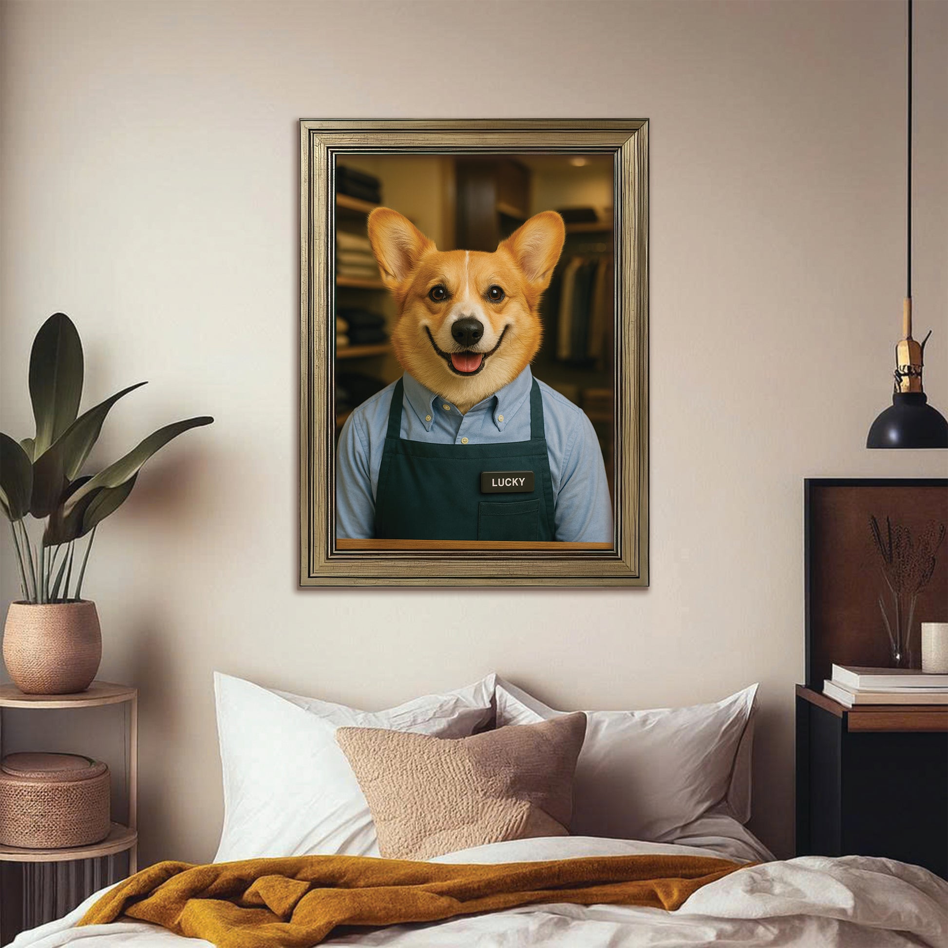 Custom Photo Clothing Store Dog Canvas Framed Wall Art Gift For Dog Lovers