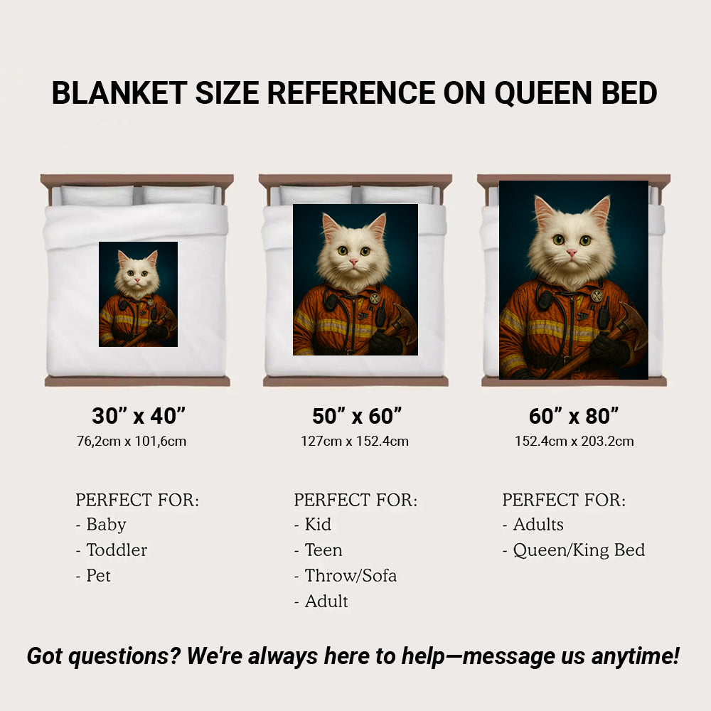 Custom Cat Photo Firefighter Blanket _ Gift For Cat Lovers