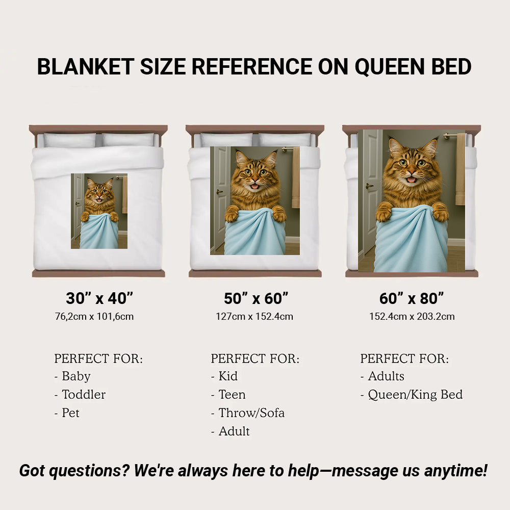 Custom Cat Photo In Bathroom Blanket Cat Lover Gifts